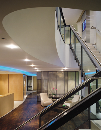 Main Reception in Water Quadrant,View Toward Stair, Upper Level and Elevator Lobby