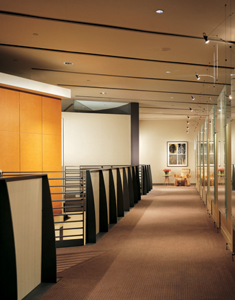 Second Floor Corridor, View Toward Conference Rooms and Display Panels