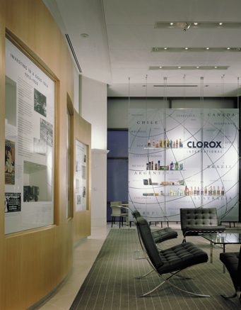 Main Lobby Historical Display Wall with Seating and International Display Panels in Background