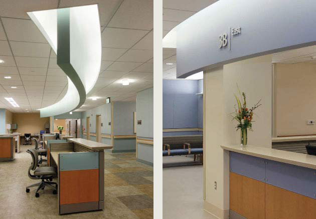 View Toward Main Corridor to Patient Room; Satellite Nurse Station Waiting Area